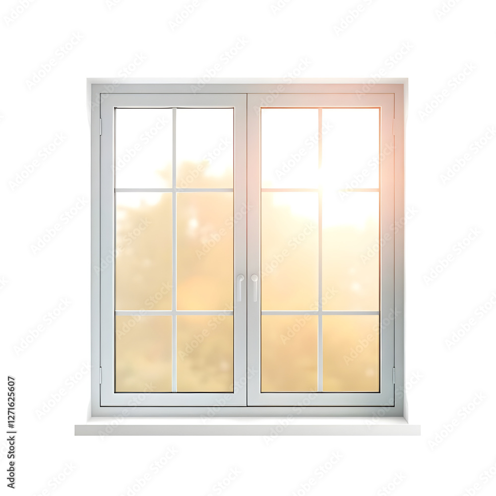 White-framed double-pane window with grid pattern White-framed double-pane window with grid pattern