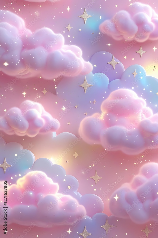 Dreamy Pastel Sky with Clouds and Stars Dreamy Pastel Sky with Clouds and Stars
