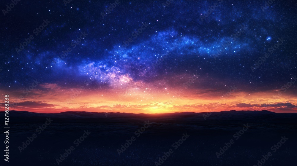 Stunning galaxy at sunset over mountain landscape with vibrant stars and colorful sky for nature and astronomical enthusiasts Stunning galaxy at sunset over mountain landscape with vibrant stars and colorful sky for nature and astronomical enthusiasts