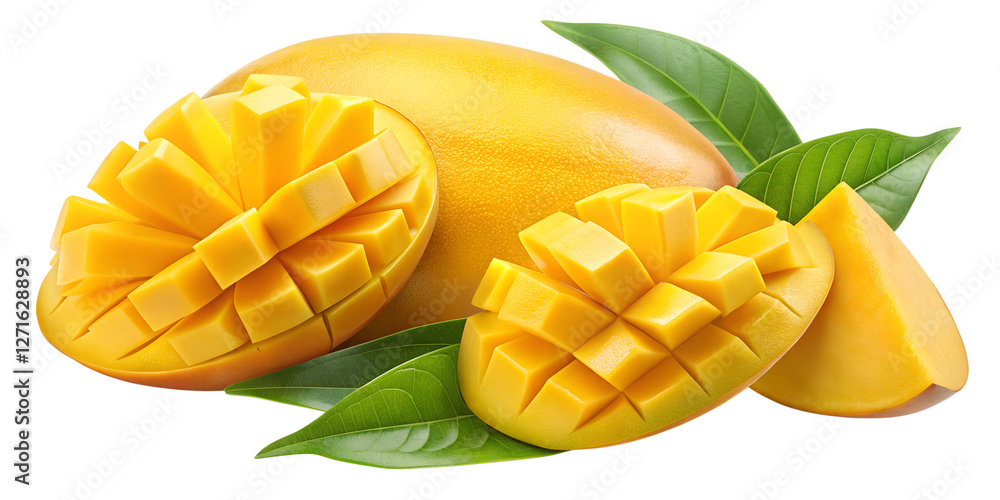 yellow mango slices with in isolated on transparent background png yellow mango slices with in isolated on transparent background png
