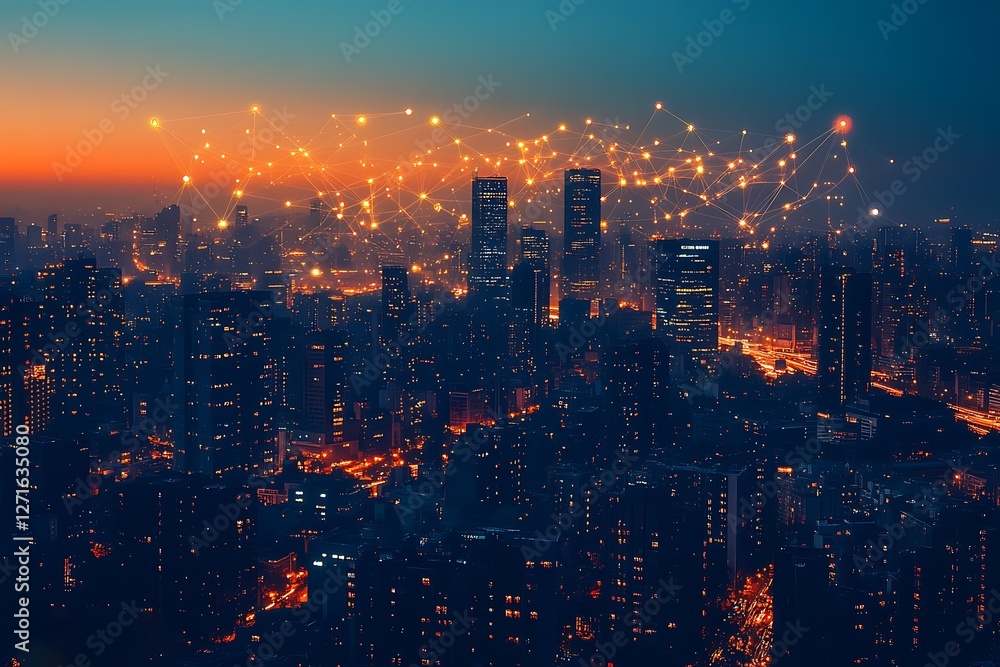 Fototapeta premium Smart city and digital transformation