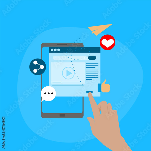Advertising post illustration. direct traffic to advertisers. - vector illustration with icons. EPS 1