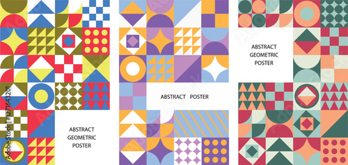 Set of modern colorful abstract geometric posters.