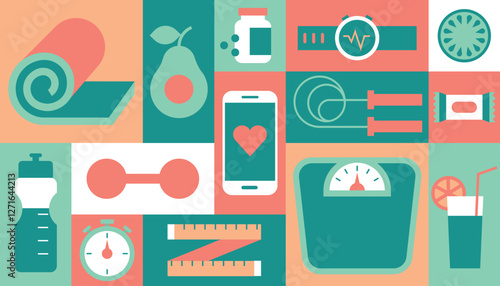 Geometric background fitness sport healthy life vector