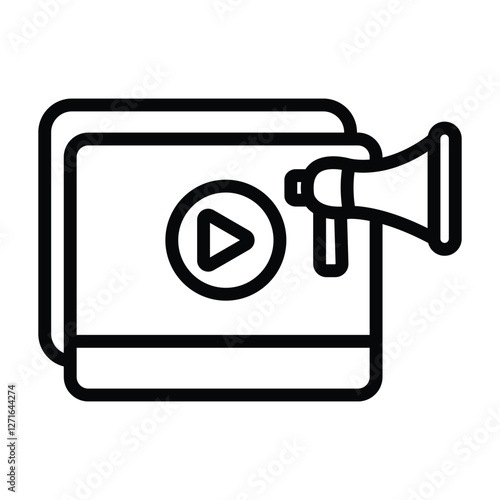 Video Marketing line icon, vector, pixel perfect, illustrator file 
