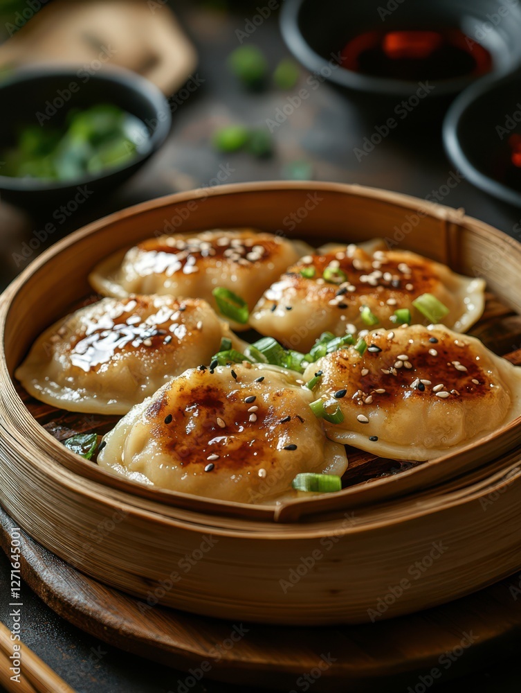 Dumpling feast Ravioli Teriyaki sauce fusion food fine dining for special occasion Dumpling feast Ravioli Teriyaki sauce fusion food fine dining for special occasion