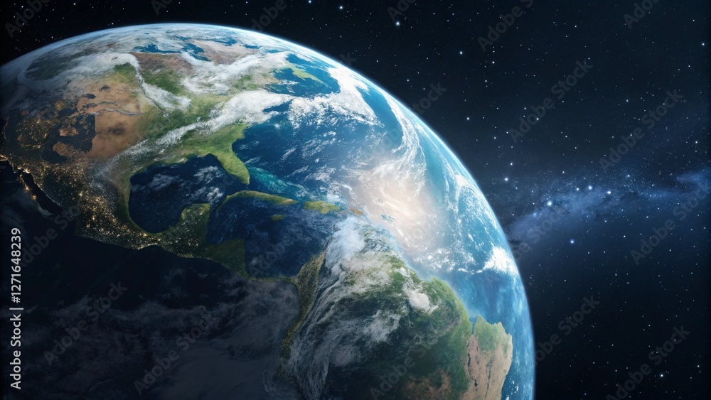 Obraz premium Stunning Earth from Space: Exploring the Blue Planet’s Beauty in the Vast Universe