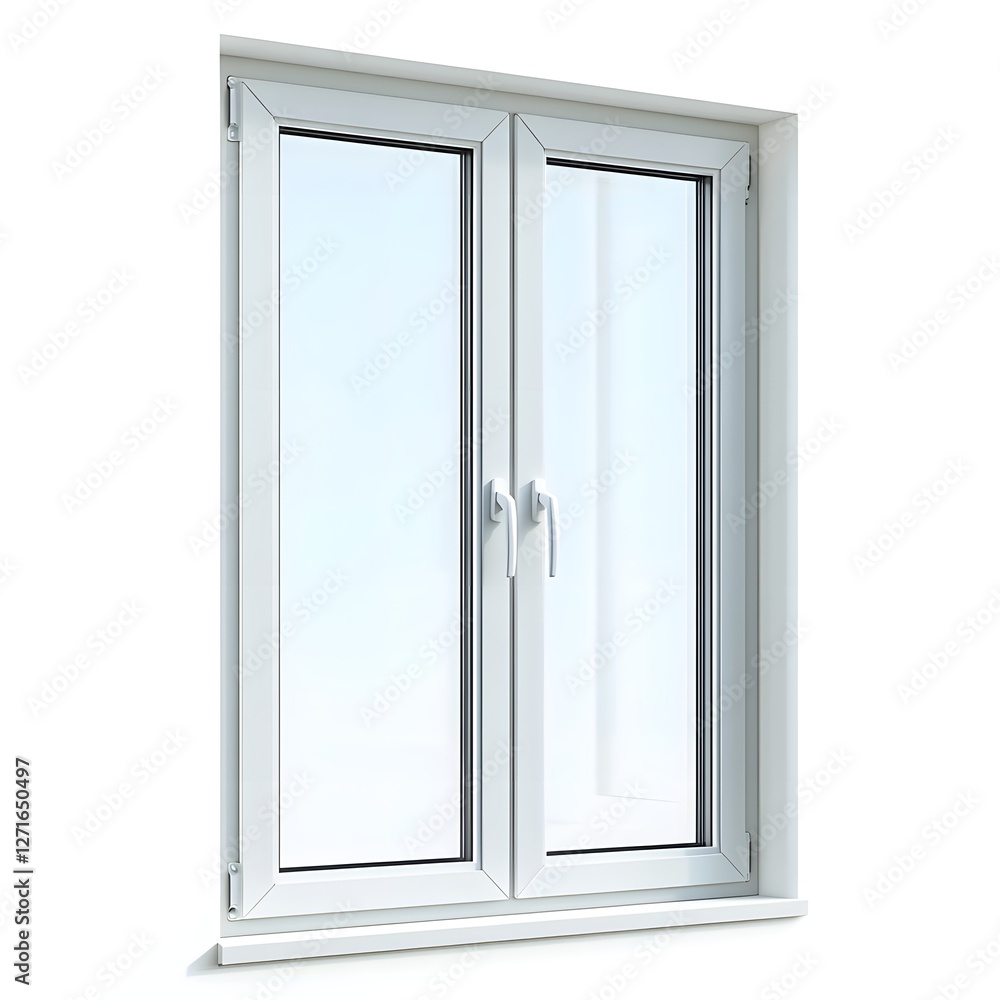 Double Glazed Window with Air Tight Seals on White Background Double Glazed Window with Air Tight Seals on White Background