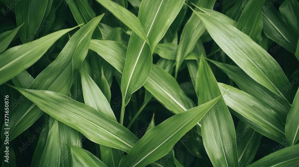 Fototapeta premium Lush Green Leaves Background with Vivid Texture and Natural Patterns for Creative Design Projects