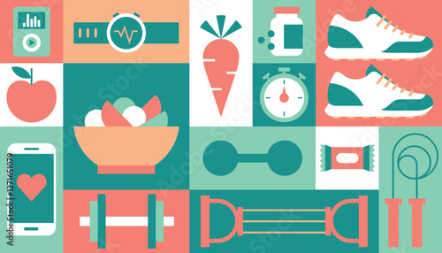 Geometric background fitness sport healthy life vector