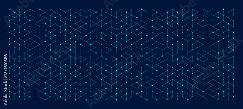 Technology abstract background with cubes, lines, dots and hexagons. Hexagonal digital concept for poster, banner, header, footer, presentation, Innovation pattern. Vector illustration.