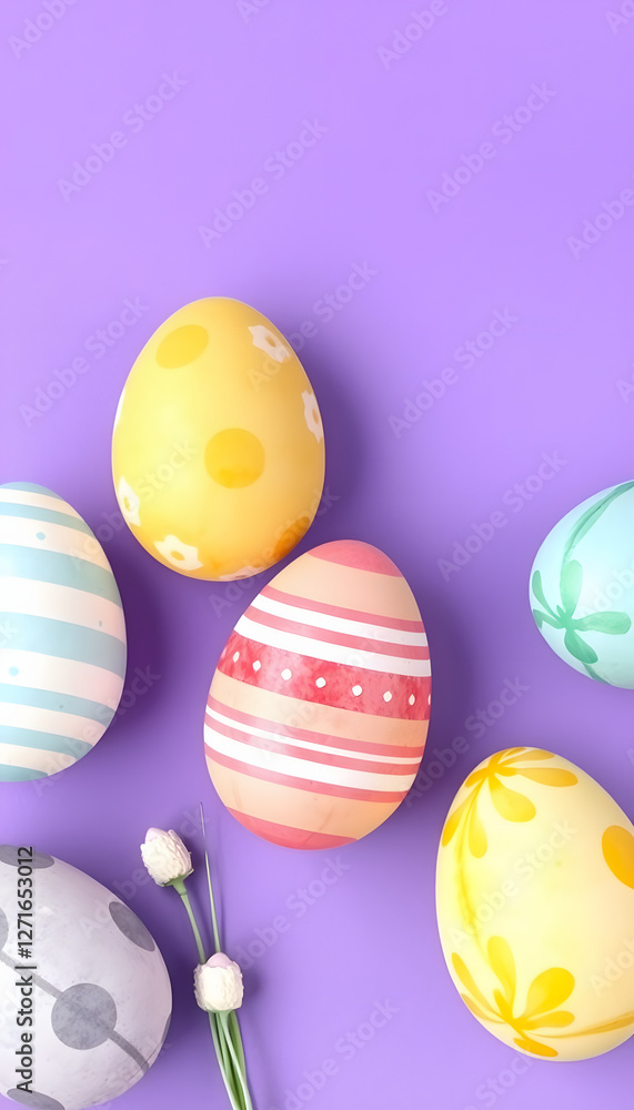 easter eggs on a purple background, watercolor. White tone easter eggs on a purple background, watercolor. White tone