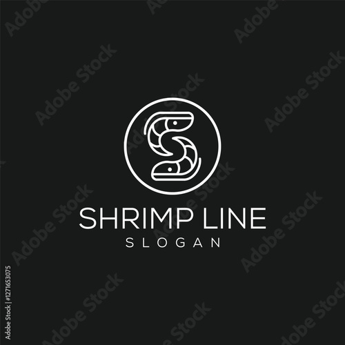 This simple vector illustration depicts two smiling shrimps forming a circle with their bodies, evoking friendship and togetherness