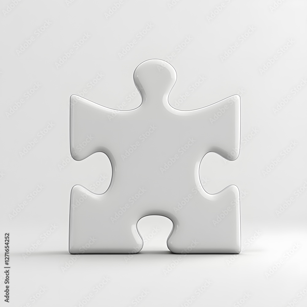 Perfectly Polished Puzzle Piece Against Pristine White Background Perfectly Polished Puzzle Piece Against Pristine White Background