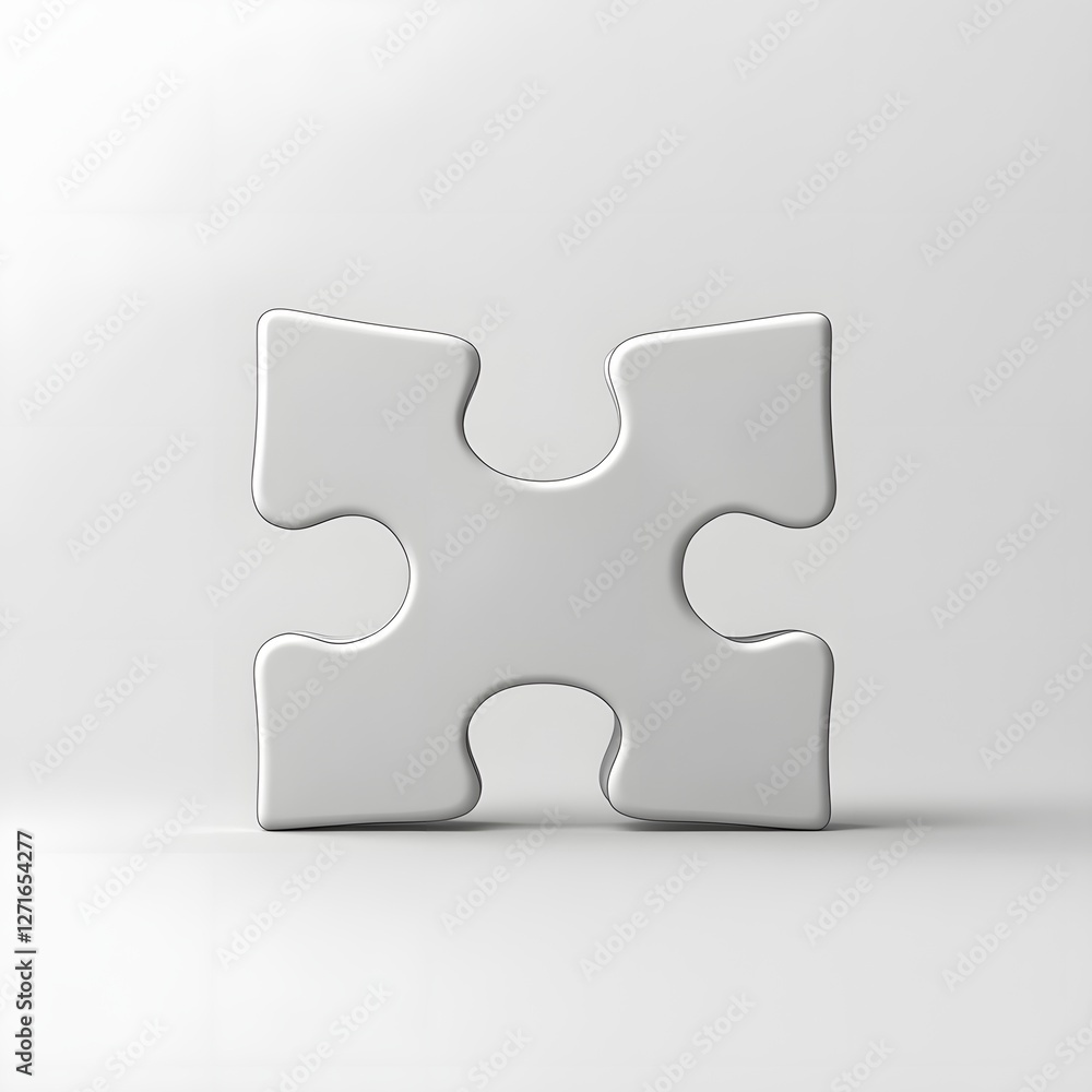 Perfectly Smooth and Even Puzzle Piece against Pure White Background Perfectly Smooth and Even Puzzle Piece against Pure White Background