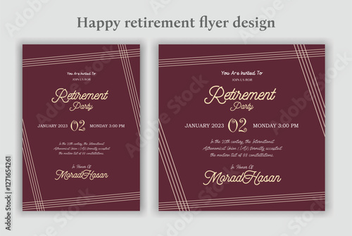 Retirement Flyer Design Template. Retirement Party Invitation Layout, square banner, and a4 poster, Retirement flyer template. Happy retirement party flyer design.