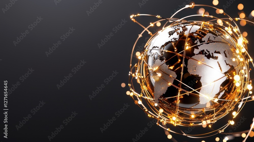 Elegant globe with glowing lines on dark background for creativity Elegant globe with glowing lines on dark background for creativity