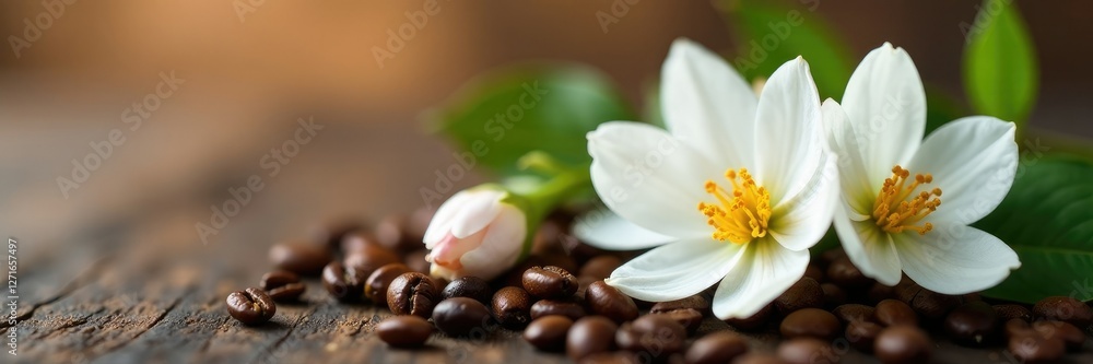 Delicate white petals unfolding on coffee blossoms, floral arrangements, garden flowers, spring Delicate white petals unfolding on coffee blossoms, floral arrangements, garden flowers, spring