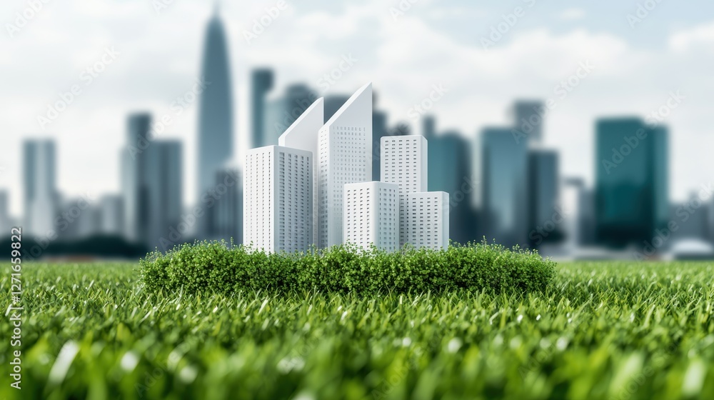 Obraz premium Eco-conscious smart cities with blockchain-based carbon trading systems, futuristic green business model
