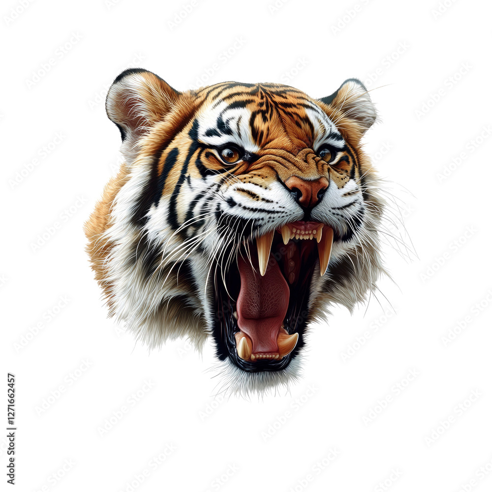 Fototapeta premium Roaring Tiger Head Majestic Power and Wild Beauty