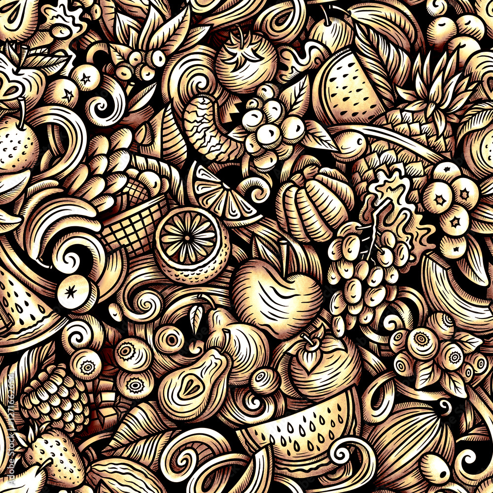Graphics doodle fresh fruit seamless pattern Graphics doodle fresh fruit seamless pattern