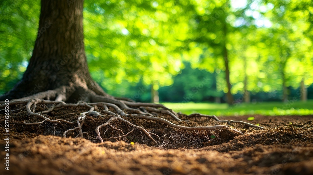 Majestic Tree Roots Exposed in Lush Green Park Nature Photography Tranquil Environment Close-Up View Earthy Beauty Majestic Tree Roots Exposed in Lush Green Park Nature Photography Tranquil Environment Close-Up View Earthy Beauty