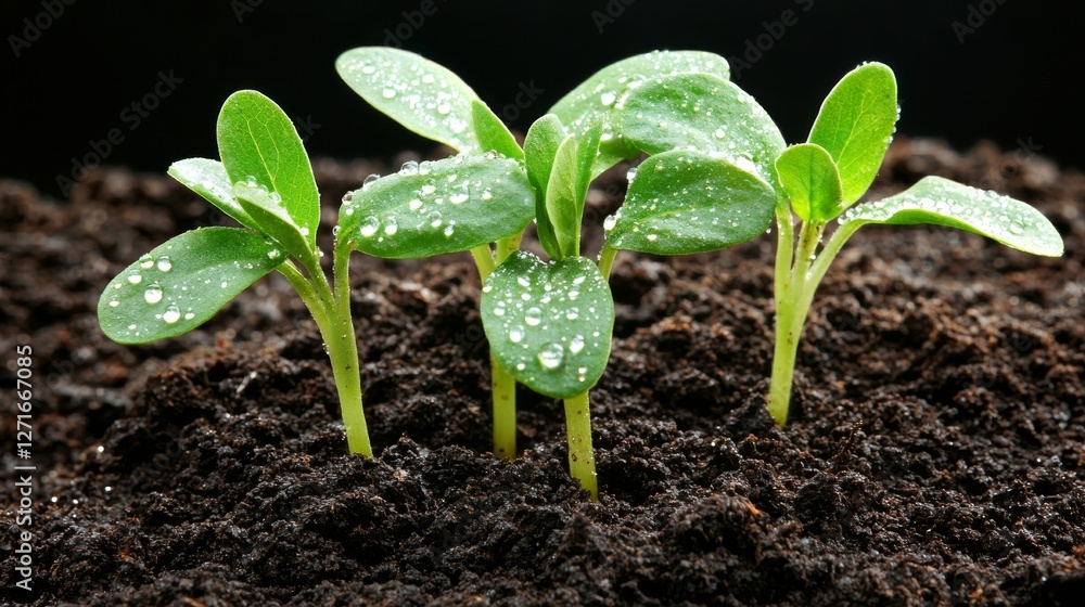 Vibrant Green Seedlings Emerging from Rich Soil Close-Up Photography Indoor Gardening Fresh Environment Nature's Revival Vibrant Green Seedlings Emerging from Rich Soil Close-Up Photography Indoor Gardening Fresh Environment Nature's Revival