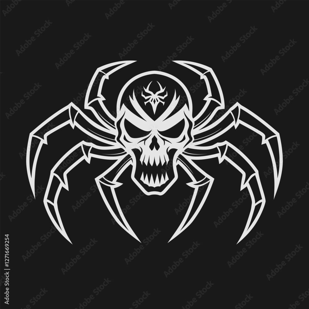 Tribal Spider skull tattoo design illustration. Tribal Spider skull tattoo design illustration.
