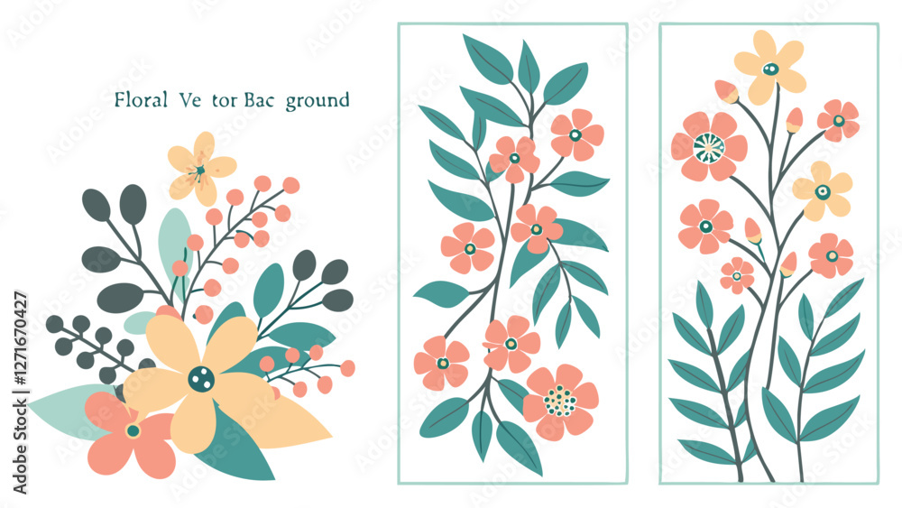Obraz premium Colorful Floral Bouquets Illustration Set on Transparent Background