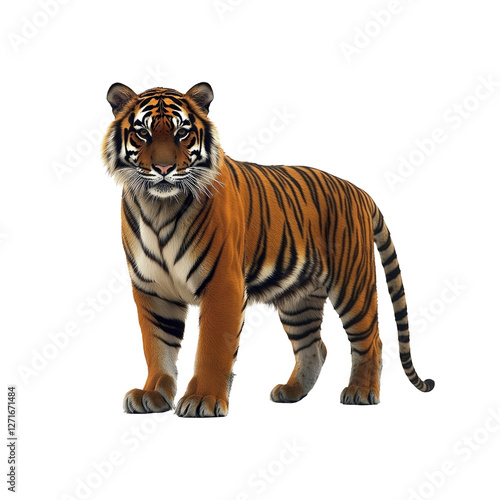 Majestic Sumatran Tiger Standing on White Background