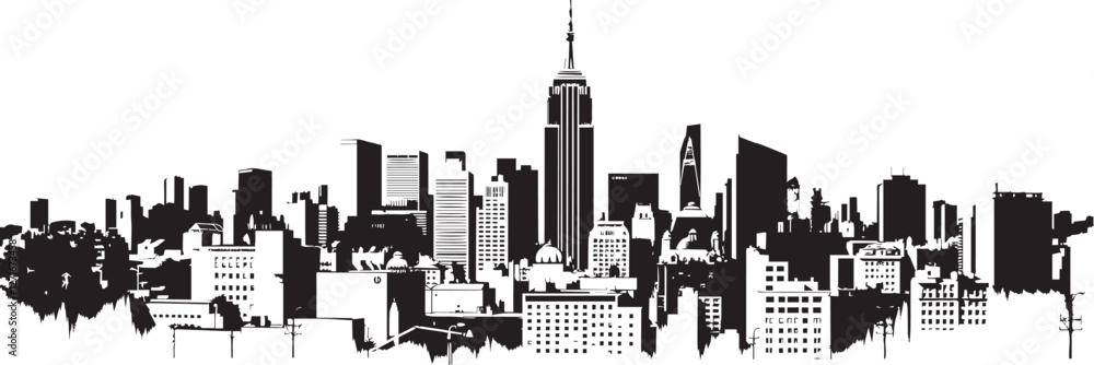 Obraz premium City landscape. Different buildings on street, outline cityscape hand sketch, flat houses. Hand drawn vector illustration