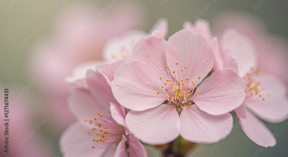 Close Up of Delicate Pink Cherry Blossoms Blooming in Spring Close Up of Delicate Pink Cherry Blossoms Blooming in Spring