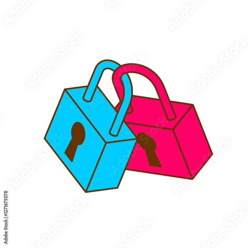 Two locks connected. Symbol of love and fidelity.