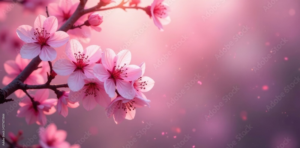 Abstract cherry blossoms dance in soft pink light, soft, pink Abstract cherry blossoms dance in soft pink light, soft, pink