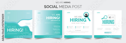 Join our team banners. We are hiring communication poster, help wanted advertising banner with speaker and vacant badge. Hr recruiting hire, vacancy job offer isolated vector signs set