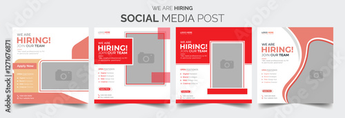 Join our team banners. We are hiring communication poster, help wanted advertising banner with speaker and vacant badge. Hr recruiting hire, vacancy job offer isolated vector signs set