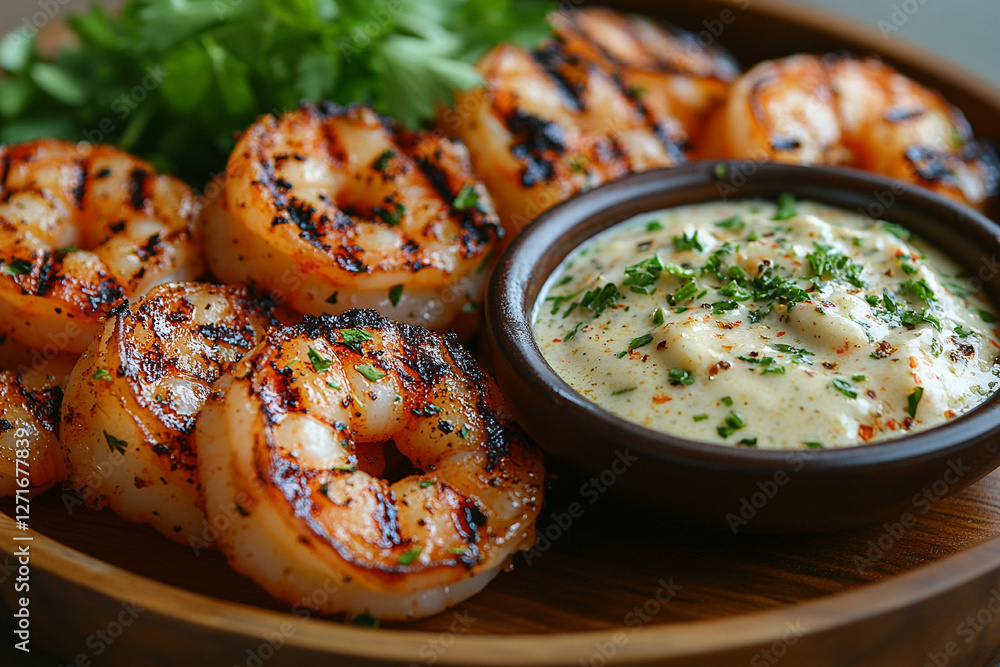 Fried shrimp with sauce in a plate. Fried shrimp with sauce in a plate.