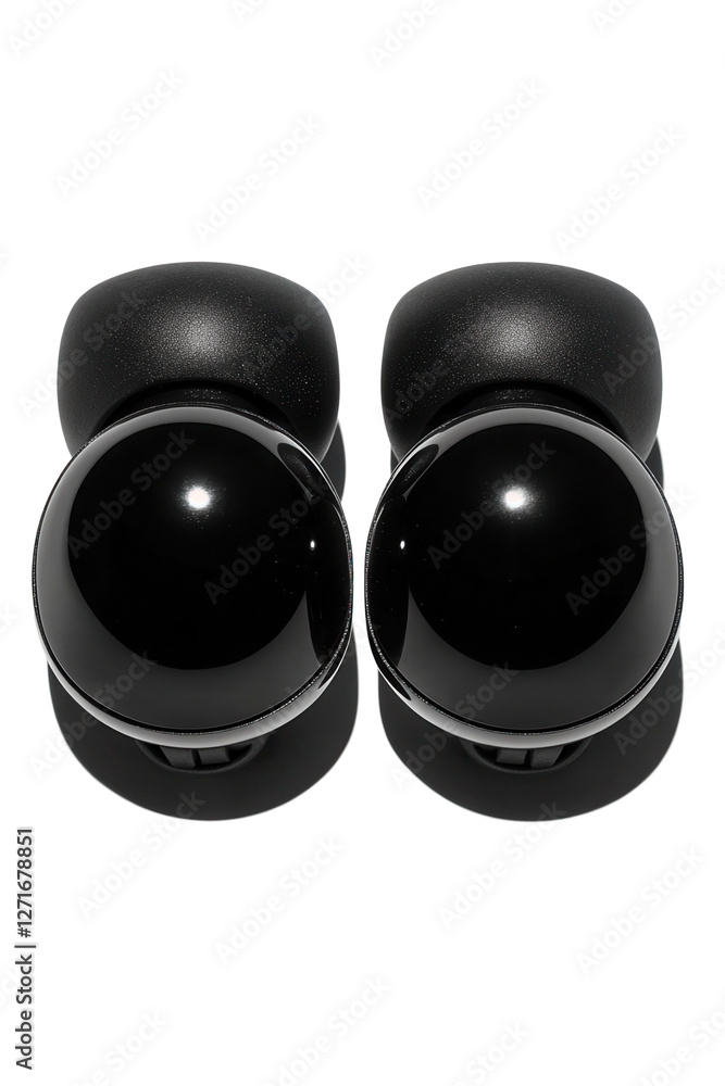 Stylish black earrings fashion accessory studio minimalist close-up transparent background for visual appeal