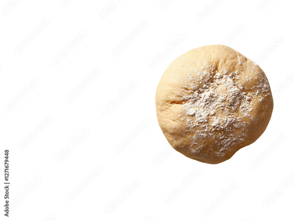 Kneading dough action kitchen food preparation clean space top view transparent background for baking enthusiasts