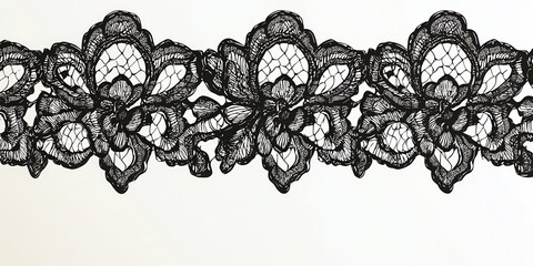Elegant black lace trim design, perfect for fashion, crafts, or home decor projects.