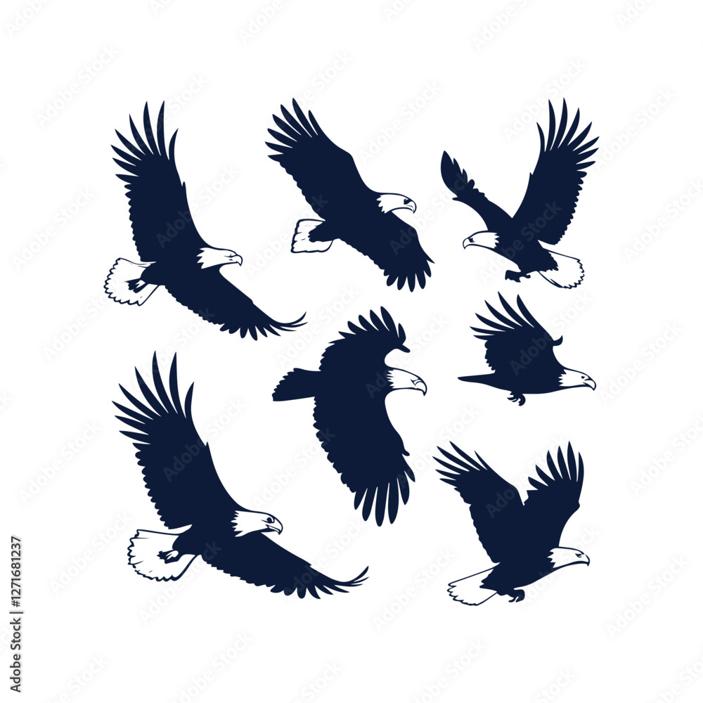 Obraz premium Majestic Eagle Silhouette Vector Set