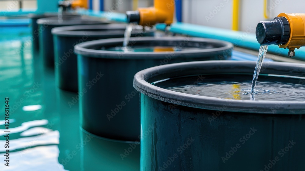 Aquaculture Waste Concept, Automated Waste Removal Systems for High Density Aquaculture in Standard Design with Water Flow Management