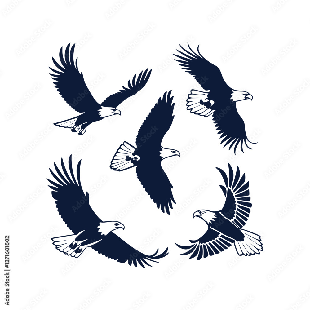 Fototapeta premium Majestic Eagle Silhouette Vector Set