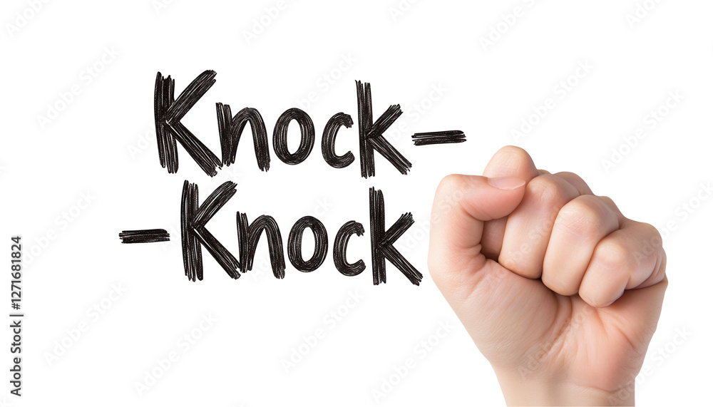 Knock knock joke interaction home environment graphic content transparent background playful perspective