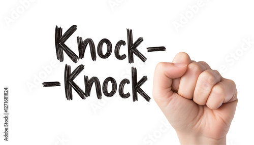 Obraz na płótnie Knock knock joke interaction home environment graphic content transparent background playful perspective w salonie