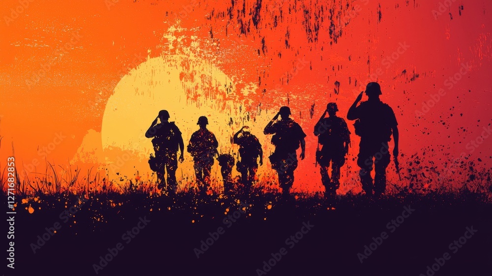 Naklejka premium Striking Military Tribute Banner Design for Veterans Day Celebration