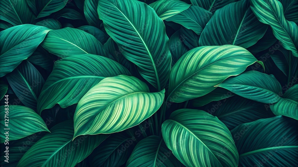 Lush Foliage: An overhead shot captures a dense collection of vibrant green leaves, showcasing the intricate patterns and textures found in nature. Lush Foliage: An overhead shot captures a dense collection of vibrant green leaves, showcasing the intricate patterns and textures found in nature.