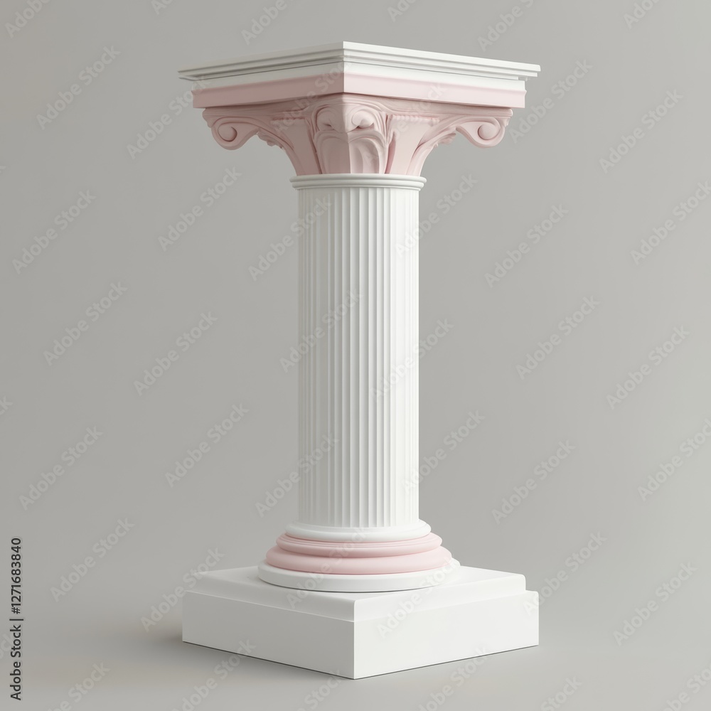 Antique column on grey background. 3d render. Vector illustration. Antique column on grey background. 3d render. Vector illustration.