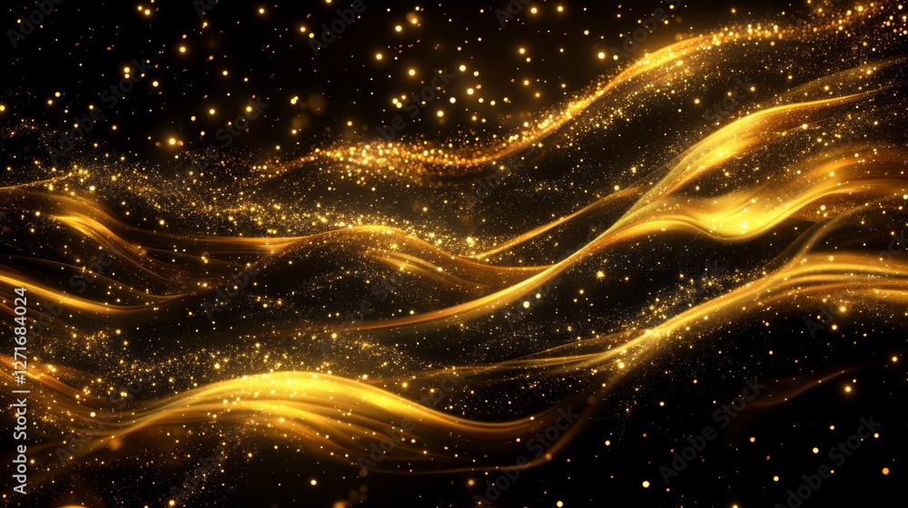 Obraz premium Abstract golden particles flowing