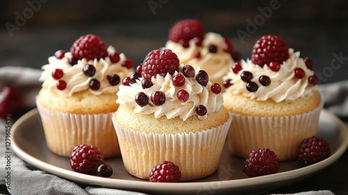 Delicious Raspberry Topped Cupcakes with Creamy Frosting Delight